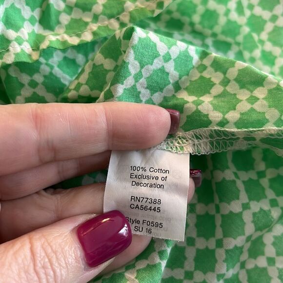 J . Crew (factory) Green Embroidered Tassel Tank Sleeveless Top Blouse Sz 12 - Picture 2 of 3